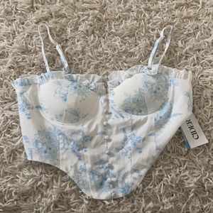 Blue and White Cider Corset Top